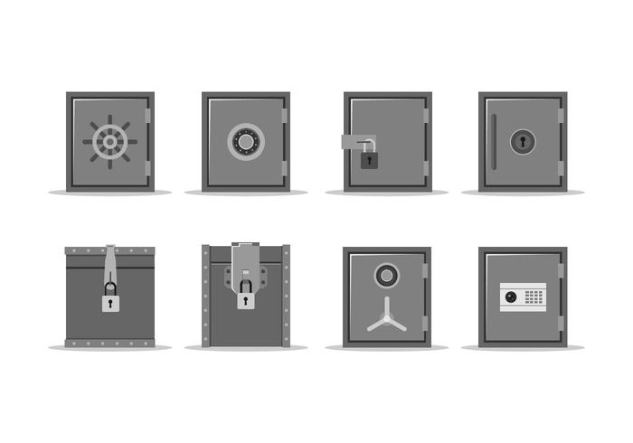 Flat Metal Strongbox Free Vector