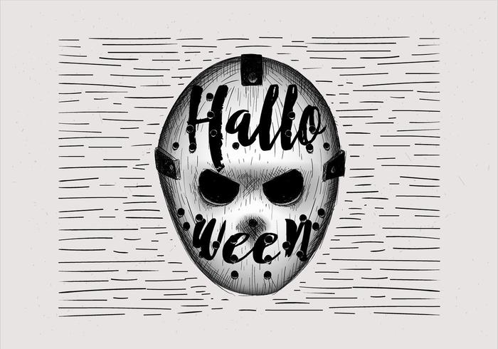 Mano libre dibujado máscara de Hokey de Halloween Ilustración vector