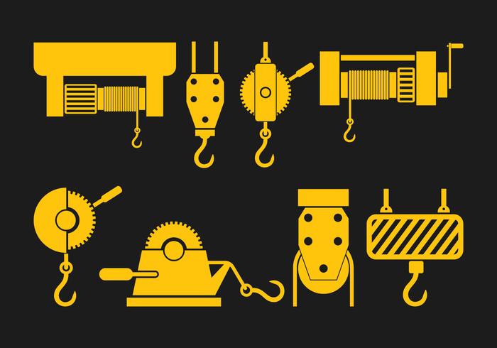 Winch Icons Set vector