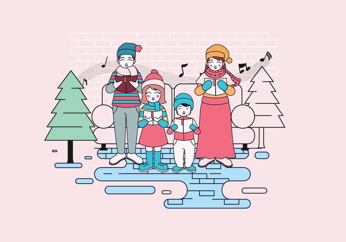 Carolers with Family Vector