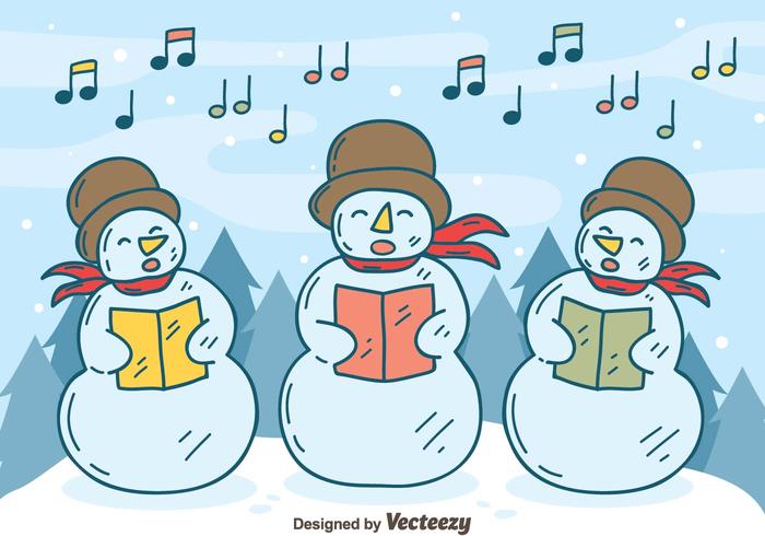 Muñeco de nieve Carolers Vector