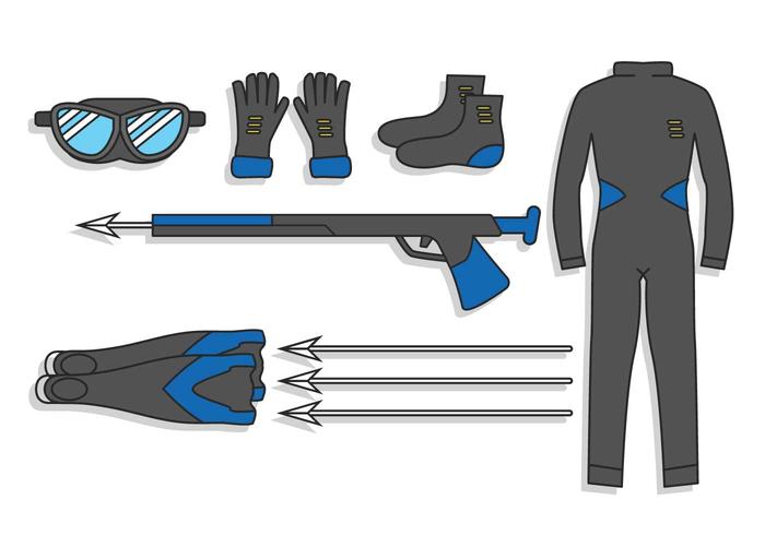 Spearfishing vector set