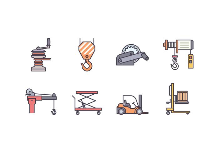 Winch And Lifting Machine Icons vector