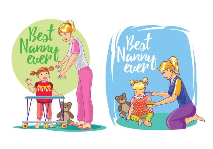 Set Illustration of Best Nanny Vectors 