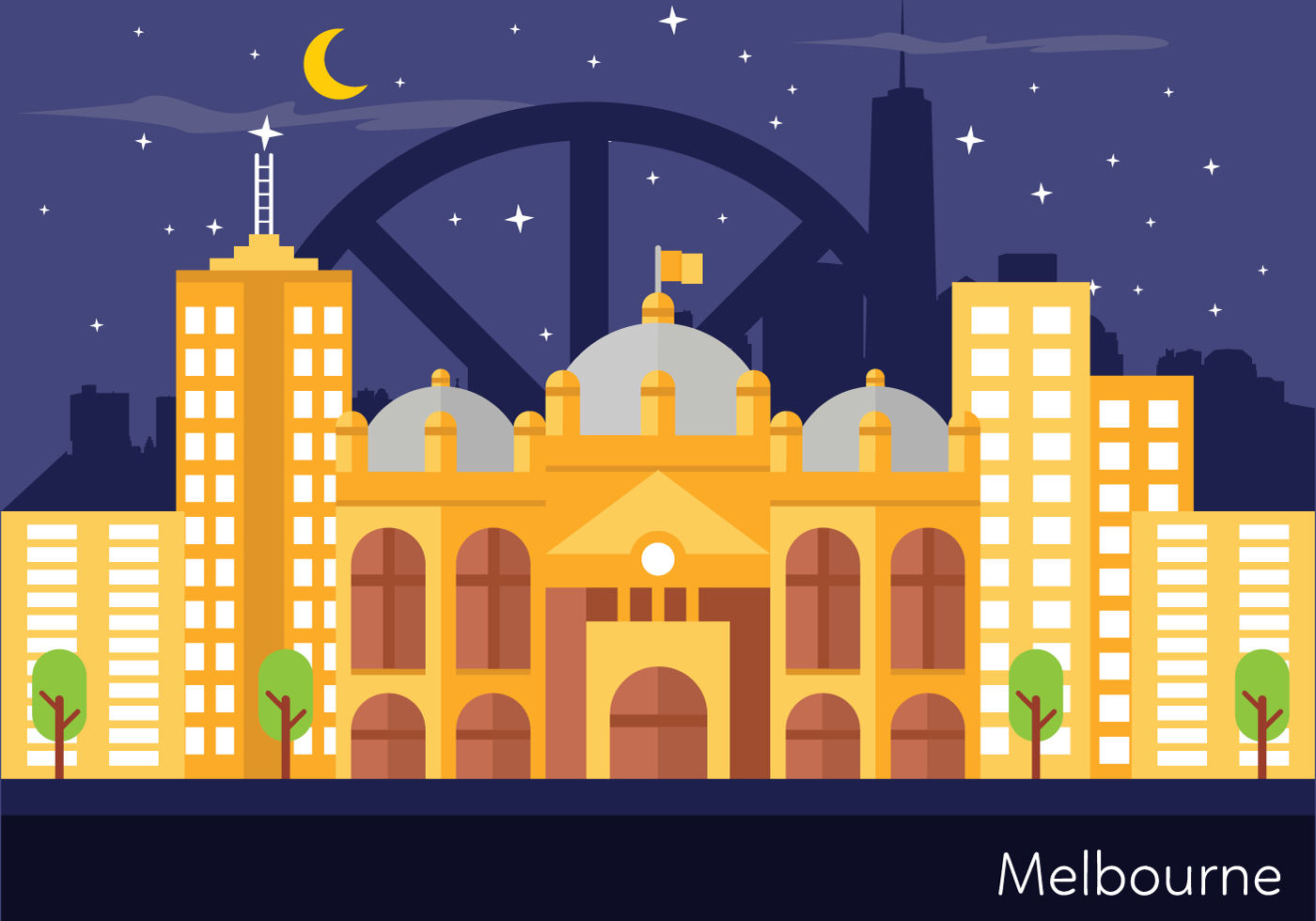 Melbourne Landscape Illustration 163770 Vector Art at Vecteezy