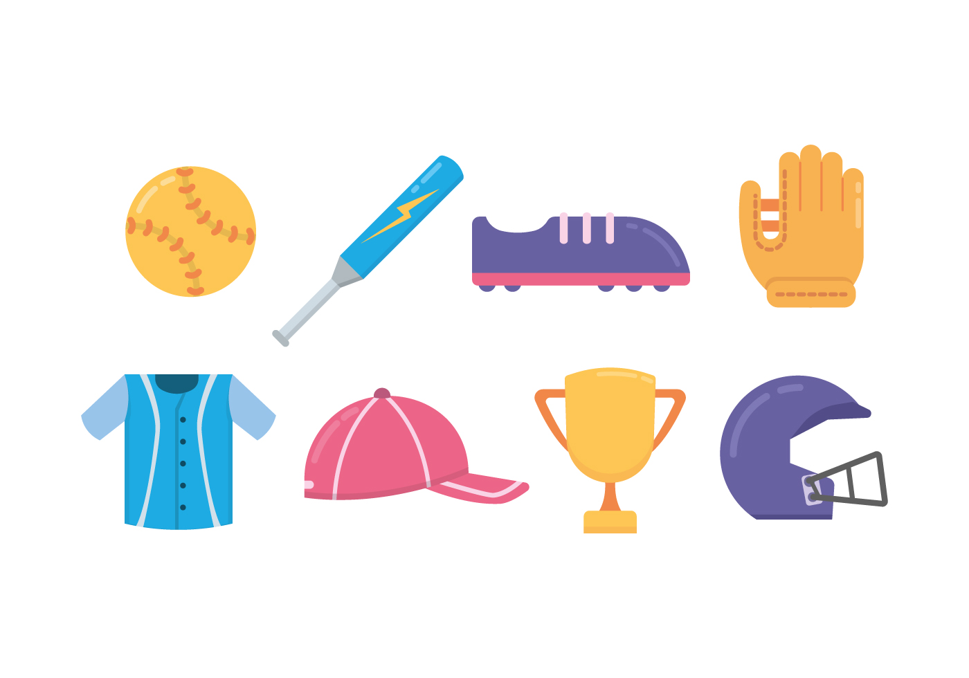 Free Colorful Softball Icons 163776 Vector Art at Vecteezy