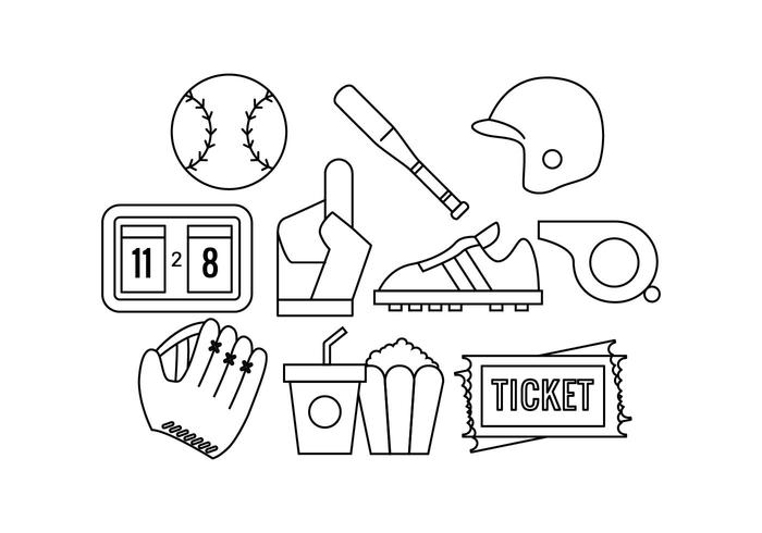 Vector de icono de línea de Softbol gratis