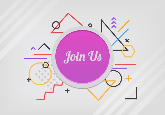 Join Us Button With Memphis Pattern vector