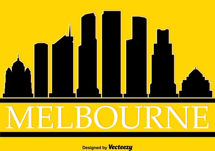 Melbourne Silhouette On Yellow Vector