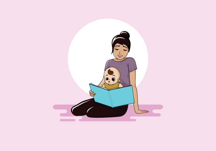 Nanny Reading Book Vector 