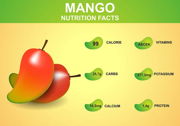 Datos nutricionales del mango vector