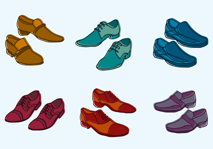 Conjunto de ilustración de zapatos de hombres vector