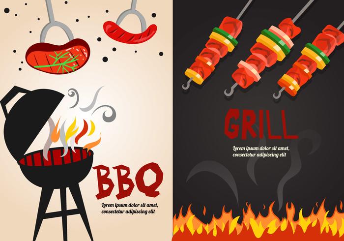 Brochette And BBQ Vector Illustration