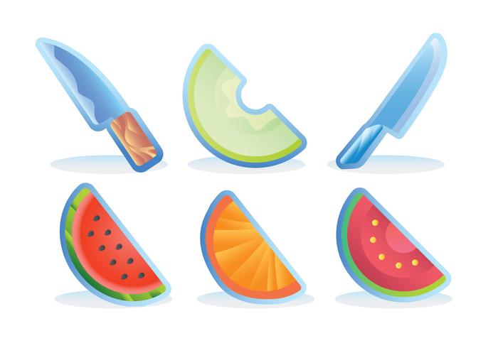 Slice Fruit Fridge Magnet Vector Set