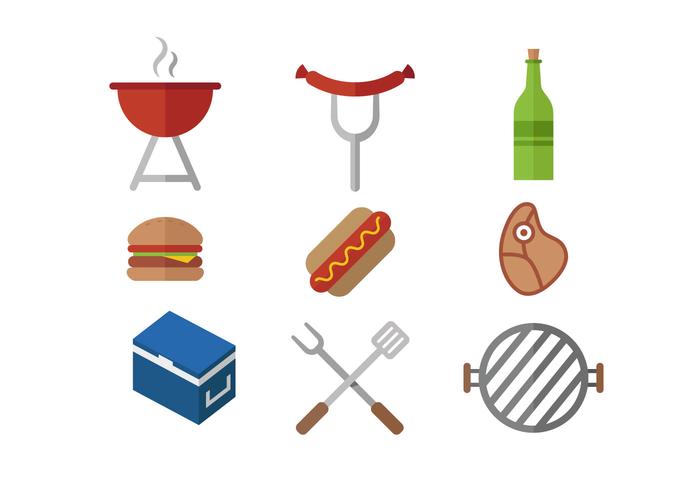 Icono de conjunto de barbacoa de comida de vacaciones vector