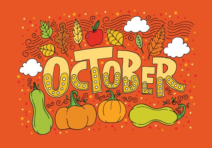 October Lettering Vector Background 