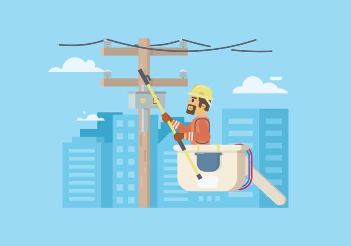 Lineman Working Vector 