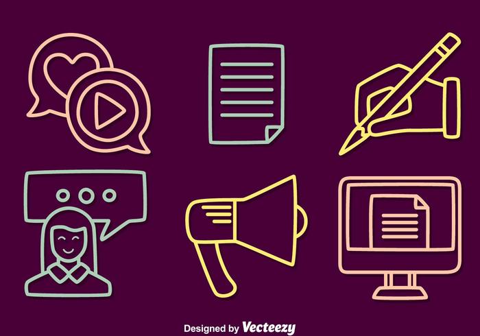 Content Creator Line Icons Vector