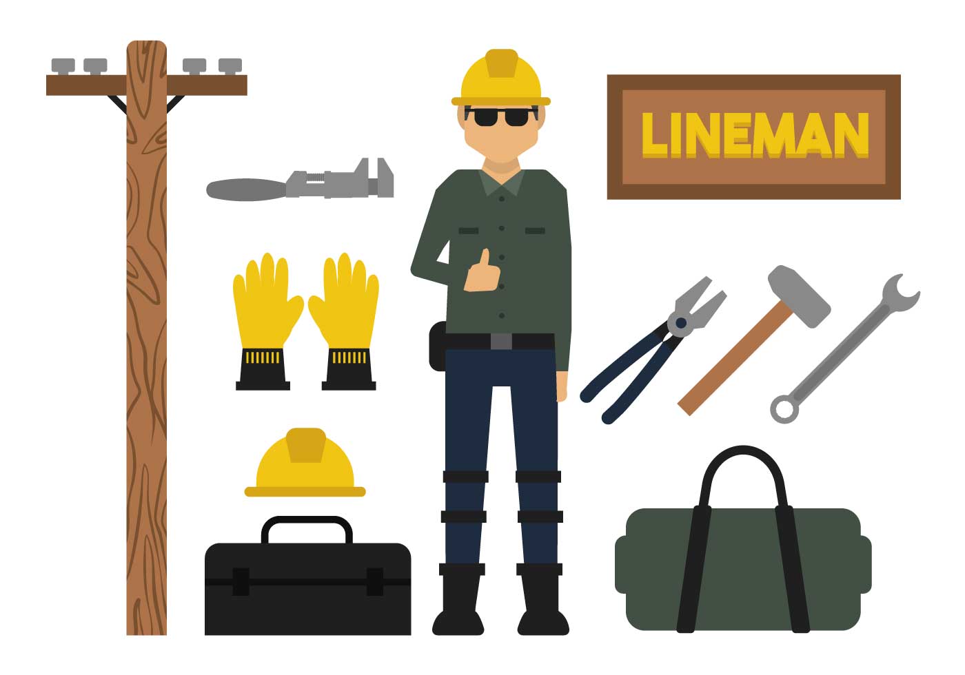 Download Lineman vector set 163991 - Download Free Vectors, Clipart Graphics & Vector Art