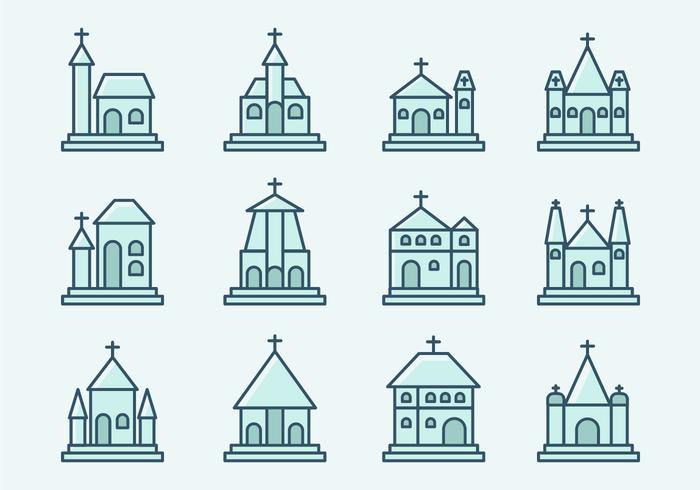 Iconos de la abadía y la iglesia vector