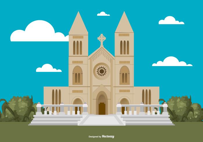 Flat Style Abbey Building Illustration vector