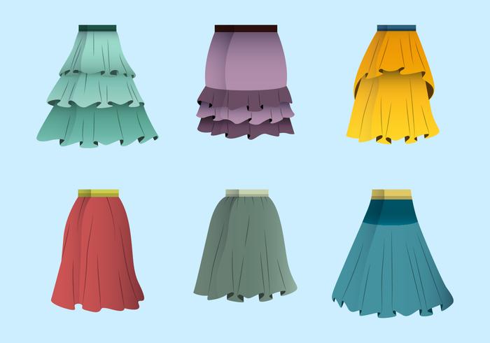 Colorful Frills Skirt Vector Collection