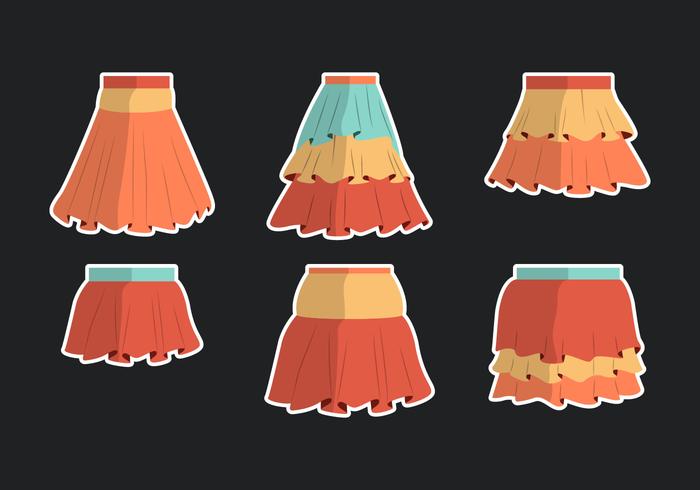 Colorful Frills Skirts Vector Collection