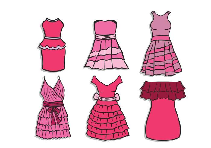 Dresses with Frills Vector Set