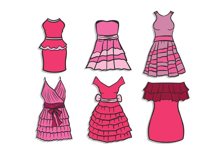 Vestidos con volantes Vector Set