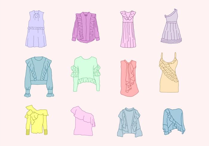 Unique Shirts with Frills Vectors