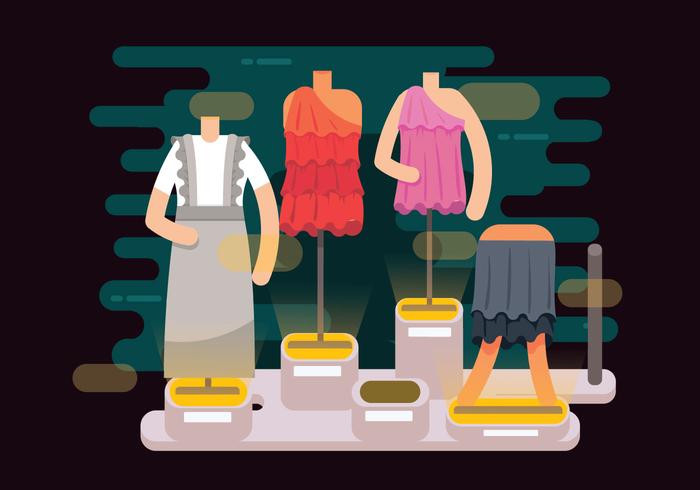 Clothes with Frills Storefront Vector