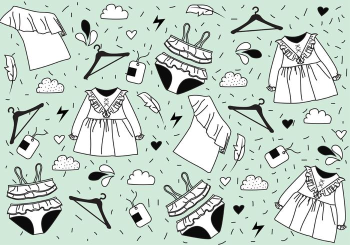 Clothes with Frills Vector Pattern