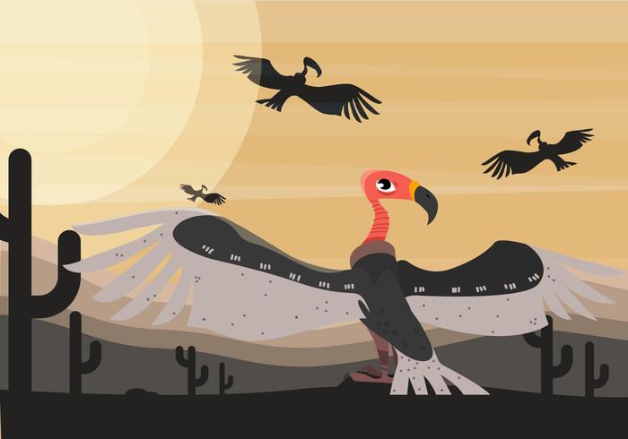 Buzzard Bird At Dessert Vector Illustration