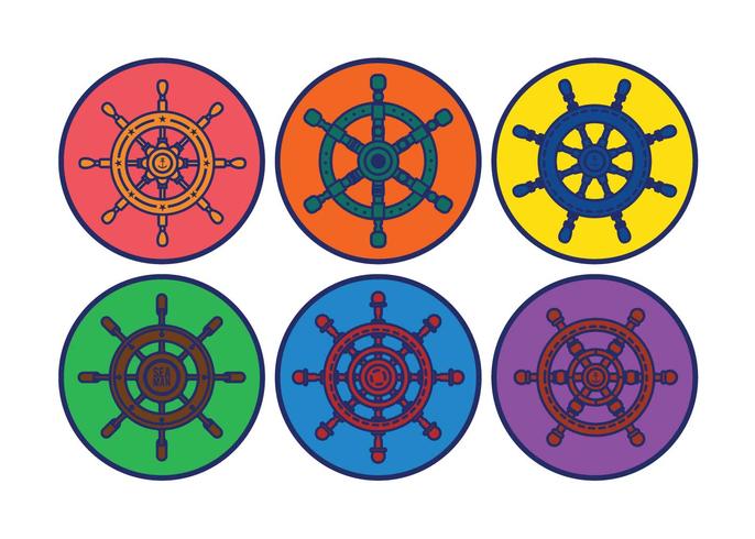Ships wheel vector set