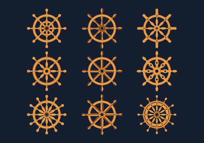 Colección de iconos de rueda de barcos vector