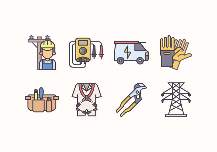 Electricians Icon Set vector