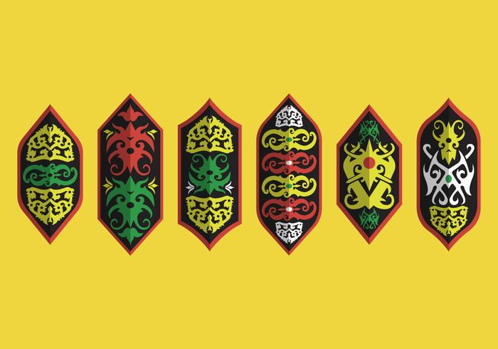 Dayak Shield Tribal Motif Vector Collection