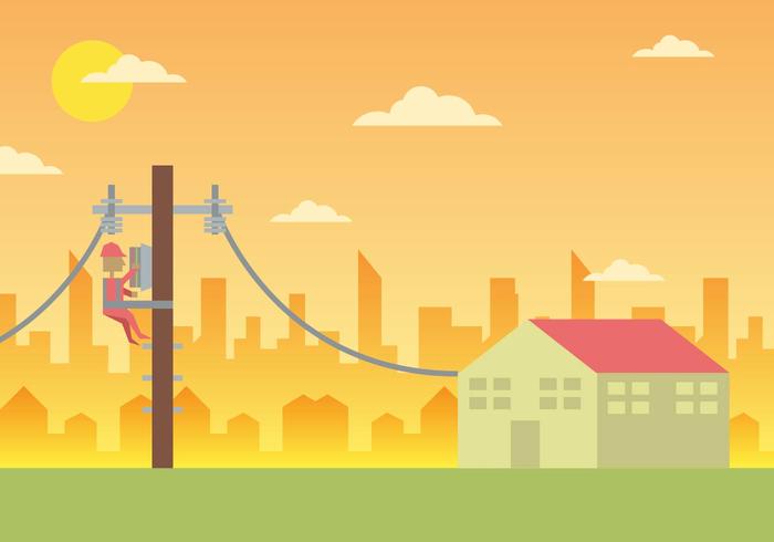 Lineman CIty Landscape Illustration Vector 2