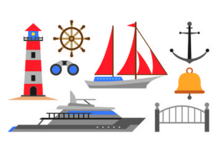 Set Of Harbour Icons vector