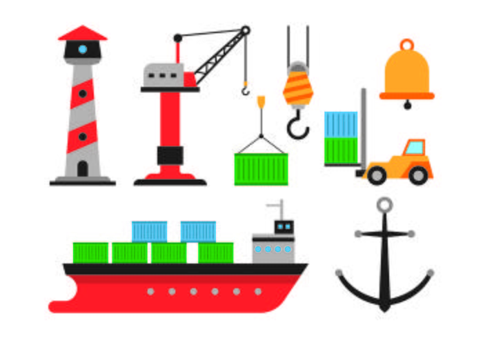 Set Of Harbour Icons vector