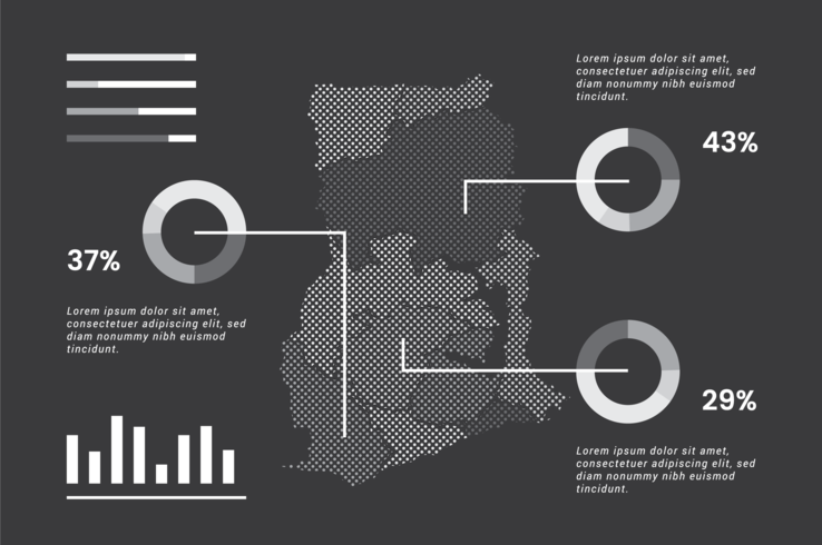 Mapa de Ghana infografía vector