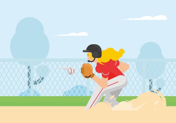 Ilustración del jugador de Softbol vector