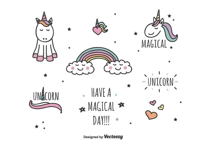 Conjunto de vectores de unicornio mágico