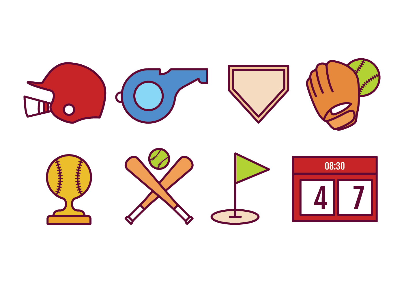 Softball Icon Pack 164237 Vector Art at Vecteezy