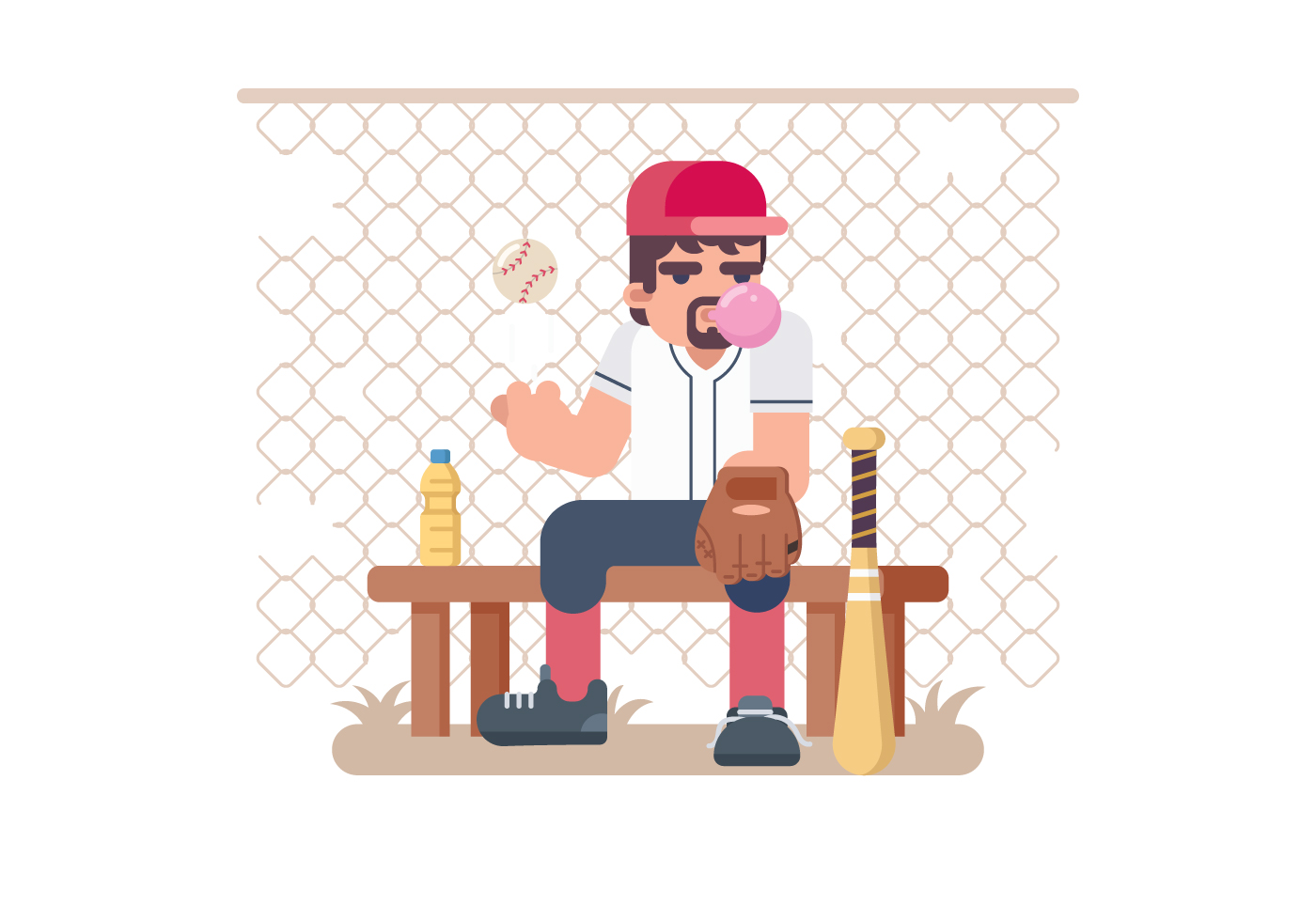 Softball Pitcher Sitting on a Bench Vector 164243 Vector Art at Vecteezy