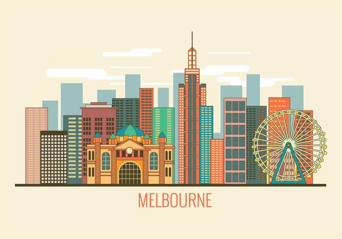 Cityscape Image of Melbourne Australia Vector 