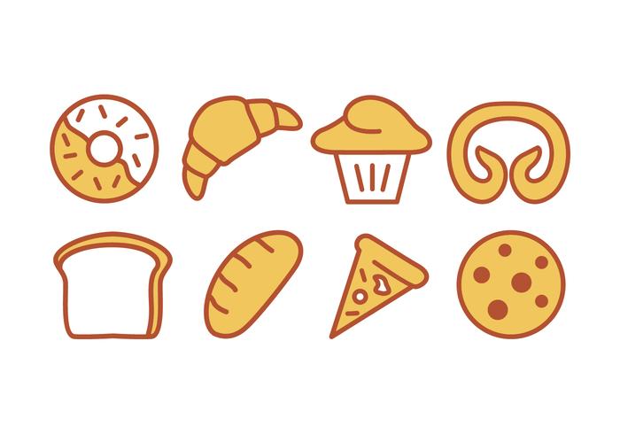 Conjunto de iconos de panadería y panadería vector