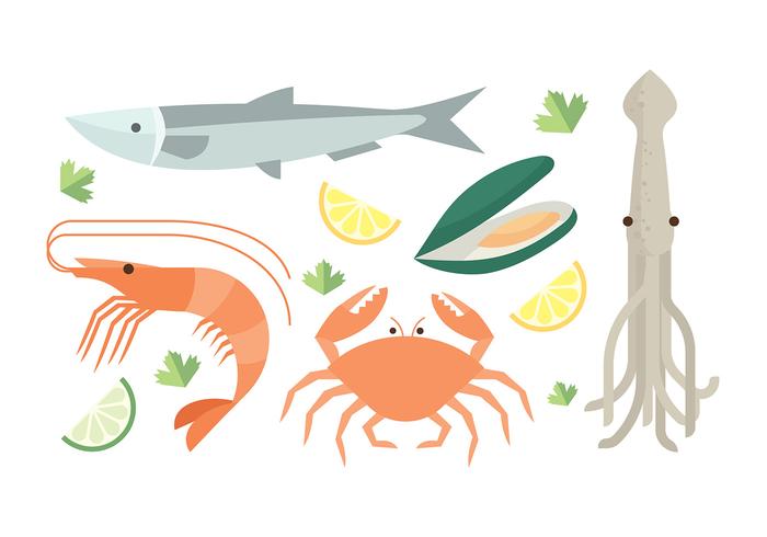 Seafood Set Free Vector