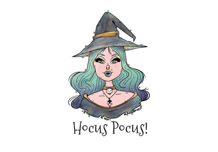 Sexy Witch With Blue Hair Vector 