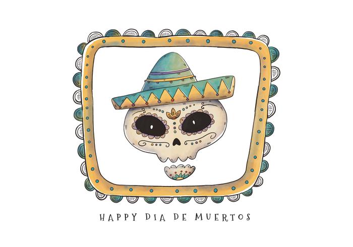 Vector Scary Sugar Skull for Dia De Los Muertos